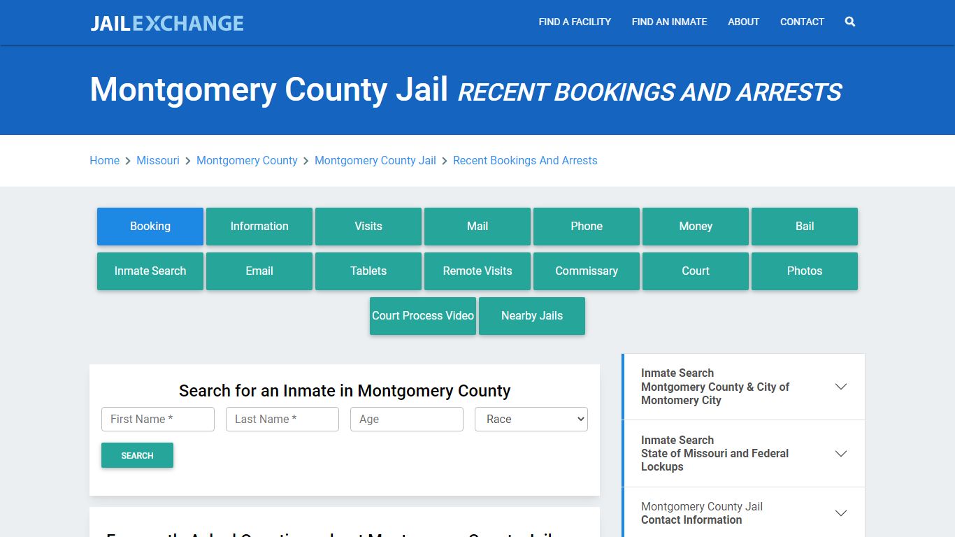 Montgomery County Jail MO Recent Arrests and Bookings