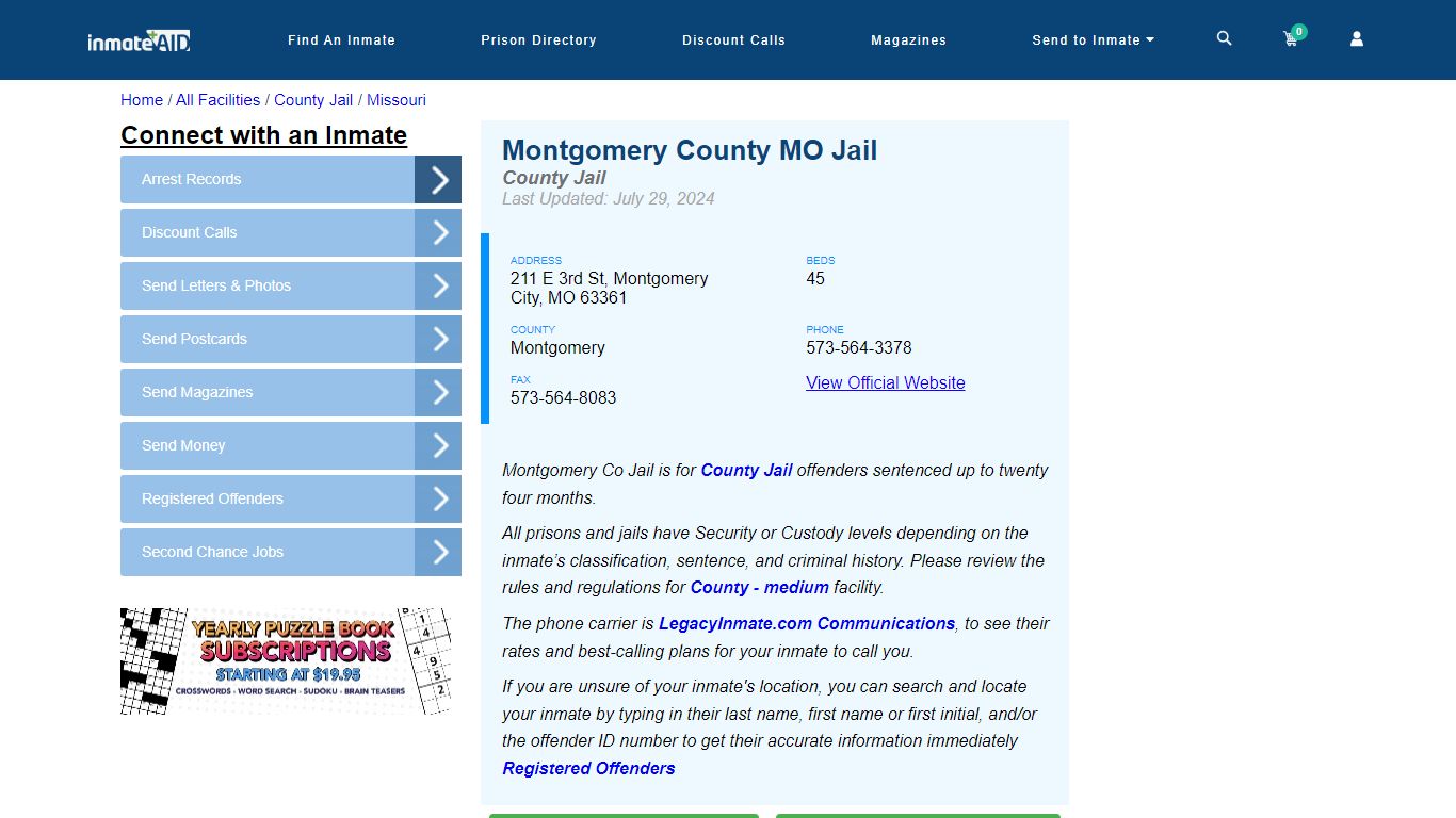 Montgomery County MO Jail - Inmate Locator